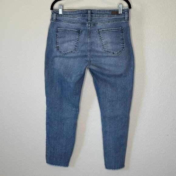 Kut From The Kloth Amy Mid Rise Cropped Straight Leg Jeans Blue Denim | Size 12 - Picture 6 of 13